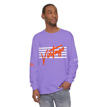 Load image into Gallery viewer, VINTAGE STARS AND STRIPES LONG SLEEVE (UNISEX) ORANGE AND WHITE INK