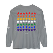 Load image into Gallery viewer, VINTAGE STARS AND STRIPES LONG SLEEVE (UNISEX) ROY G BIV AND WHITE INK