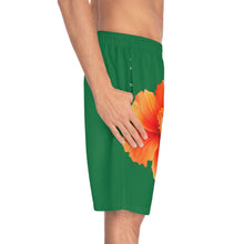 Load image into Gallery viewer, VINTAGE (WELCOME TO BOTANY 101 ORANGE FLOWER) ON GREEN SHORTS