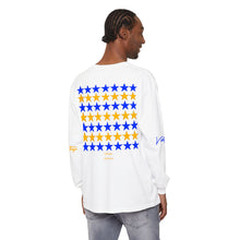Load image into Gallery viewer, VINTAGE STARS AND STRIPES LONG SLEEVE (UNISEX) ROYAL AND GOLD INK