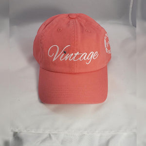 Vintage Dad Hat Coral and White
